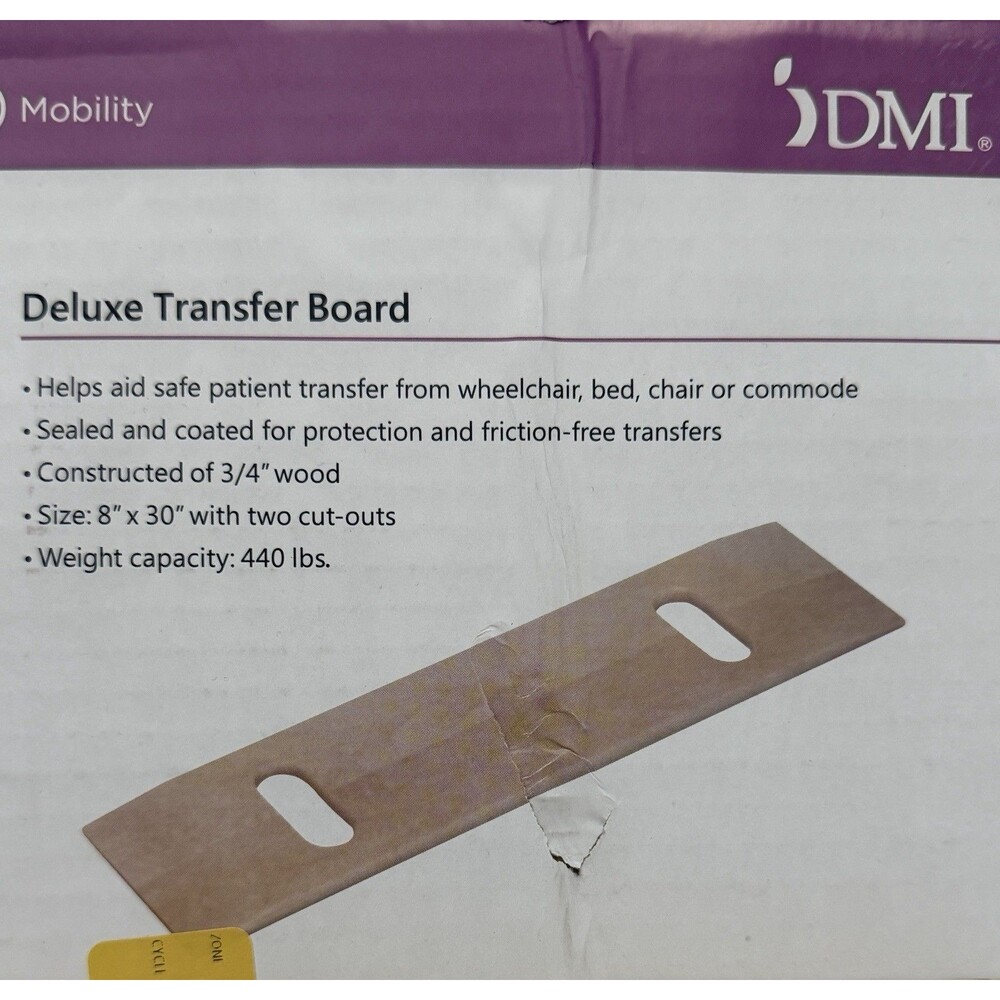 DMI Mobility Deluxe Wood Transfer Board Seniors & Disabled 440 lbs Capacity New